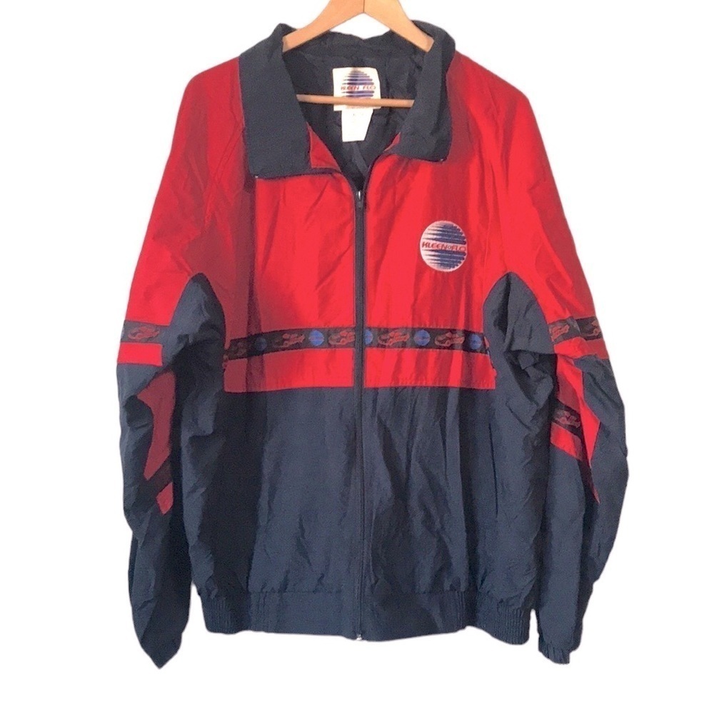 Vintage Kleen Flo red and blue colourblock jacket XL windbreaker